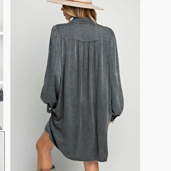 New! Easel Button Down Long Sleeve  Shirt Dress M - Picture 5 of 6